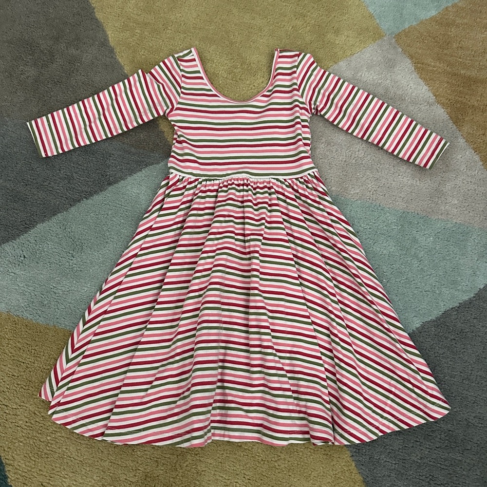 Alice + Ames Pink, White & Green & Pink Striped Twirl Dress
